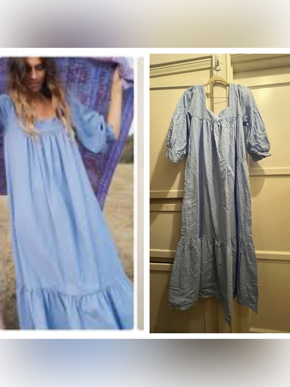 Christy Dawn Bianca dress in light blue seersucker size small